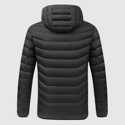 Unisex USB Heated Puffer Jacket – Hooded Quilted Winter Layer with Four Heating Zones