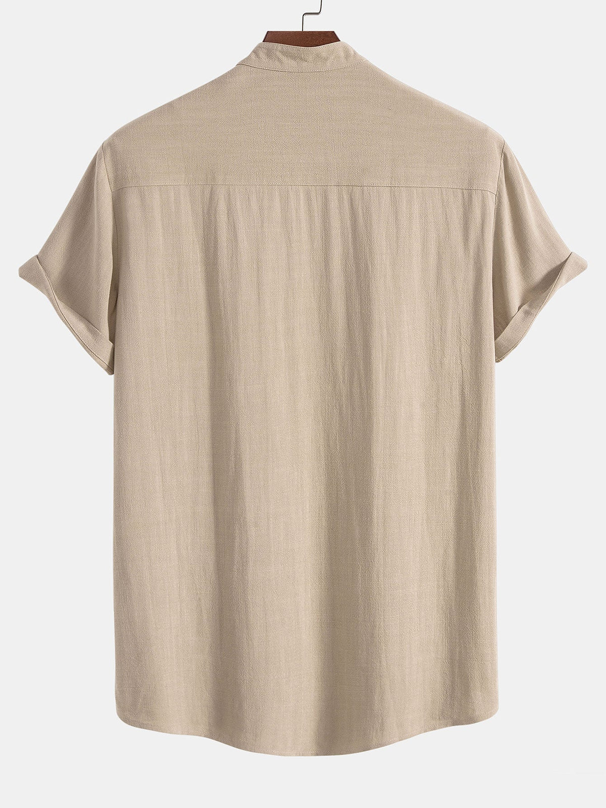 Men’s Linen Blend Summer Co-Ord – Stand Collar Shirt with Straight-Leg Trousers