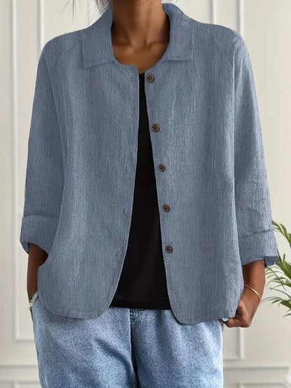 Women’s Lightweight Cardigan – Shirt Collar with Button-Through Front
