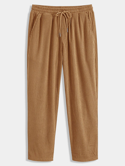 Men’s Hooded Flannel Shirt and Corduroy Trouser Set – Relaxed Autumn Casualwear