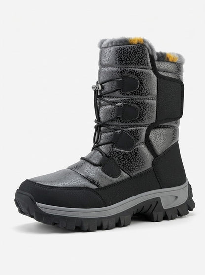 Men’s Plush-Lined Snow Boots – High-Top Winter Boots with Gripped Sole for Outdoor Wear