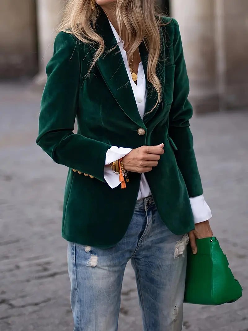 Women’s Tailored One-Button Blazer – Classic Office Jacket for Smart Casual and Occasion Wear