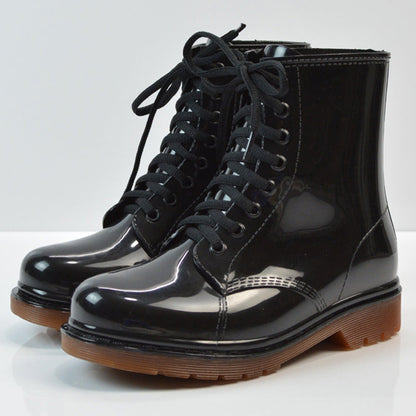Women’s Transparent Lace-Up Rain Boots – Waterproof PVC Ankle Boots with Non-Slip Sole
