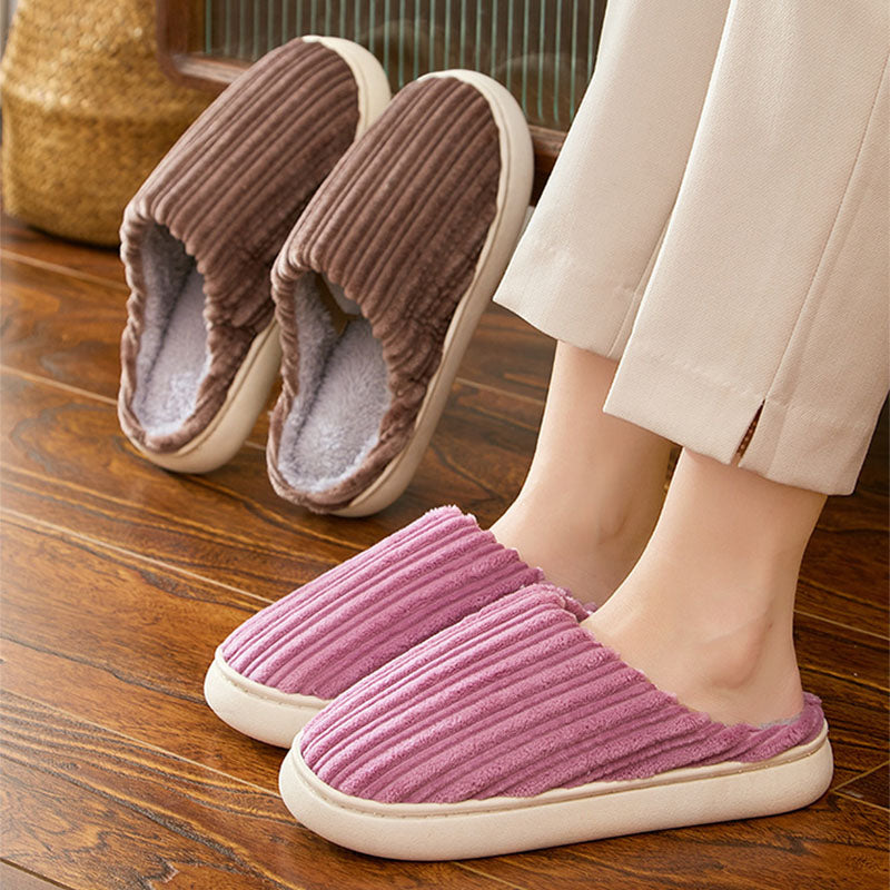 Women's Faux Fur Lined Corduroy Platform Clog Slippers
