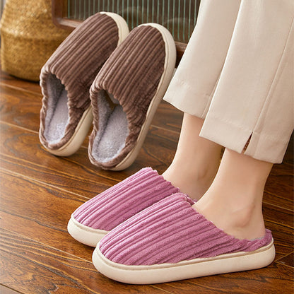 Women's Faux Fur Lined Corduroy Platform Clog Slippers