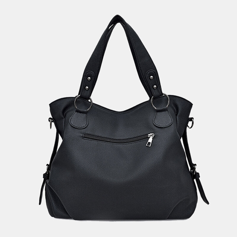 Women’s Tassel-Detail PU-Leather Tote Bag – Spacious Shoulder Handbag with Crossbody Carrying Option