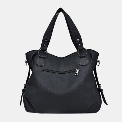 Women’s Tassel-Detail PU-Leather Tote Bag – Spacious Shoulder Handbag with Crossbody Carrying Option