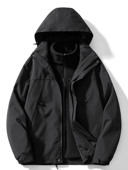 Women’s 3-in-1 Fleece-Lined Outdoor Jacket – Hooded Layer for Versatile Winter Wear
