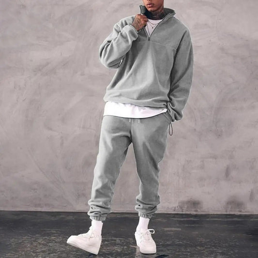 Men’s Half-Zip Sweatshirt and Jogger Set – Relaxed Two-Piece Tracksuit for Everyday Wear