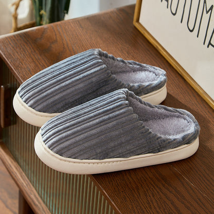 Women's Faux Fur Lined Corduroy Platform Clog Slippers