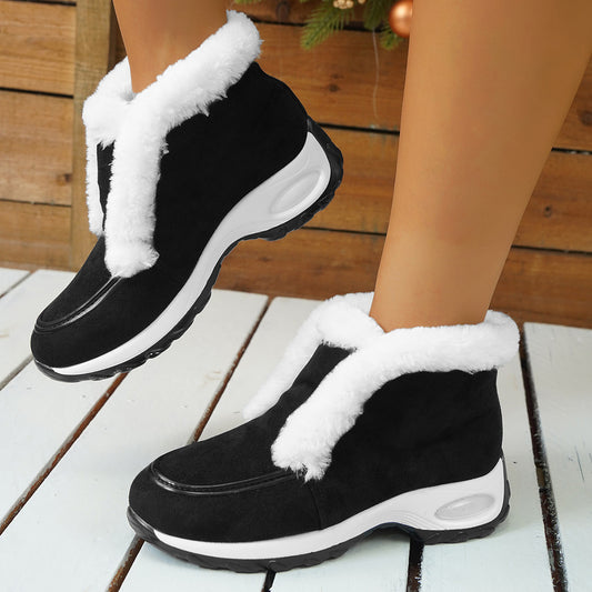 Women's Faux Fur Lined Heeled Snow Boots - Black (US 5-12)
