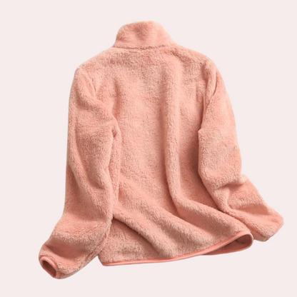 Women’s Plush Fleece Zip Jacket – Soft Stand-Collar Layer for Everyday Winter Comfort