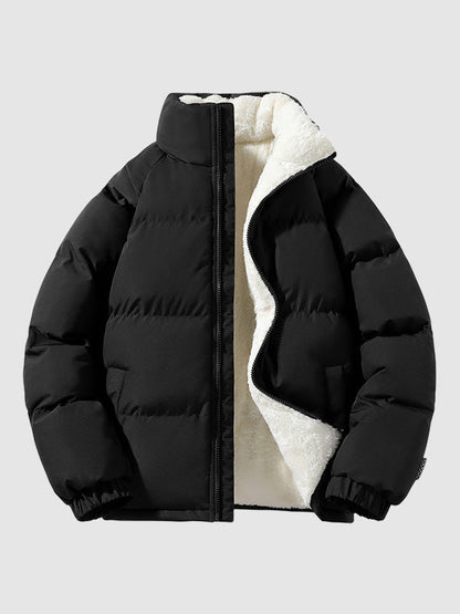 Men’s Fleece-Lined Puffer Jacket – Insulated Stand-Collar Winter Layer for Everyday Cold-Weather Wear