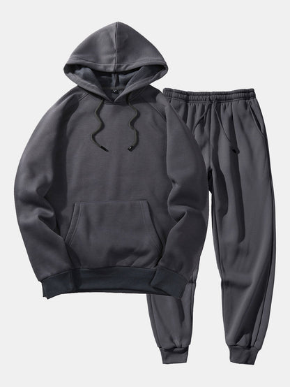 Men’s Raglan Pullover Tracksuit – Regular Fit Hoodie and Tapered Joggers for Daily Wear