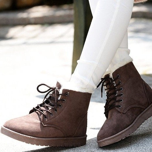 Women's Suede-Look Faux Fur Lined Snow Boots