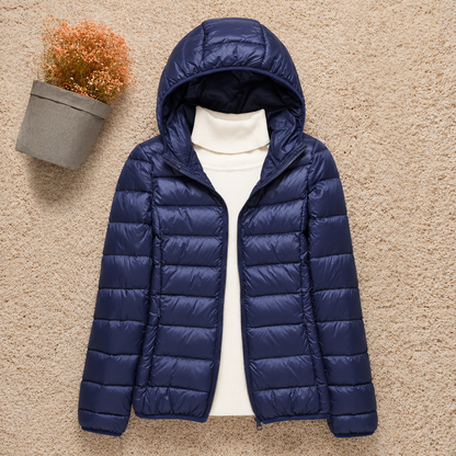 Men’s Lightweight Down Jacket – Packable Hooded Puffer with Zip Pockets