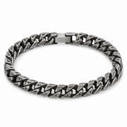 10mm geometric link bracelet in silver tone on white background