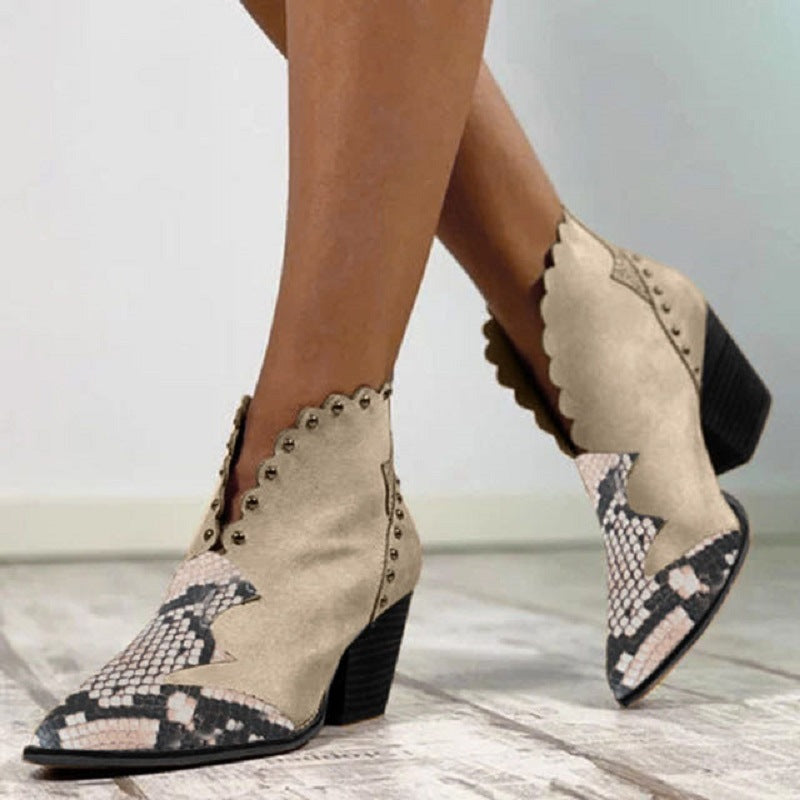 Women's Heeled Studded Chunky Chelsea Boots