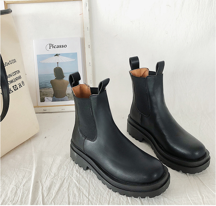 Black lug sole Chelsea boots product view