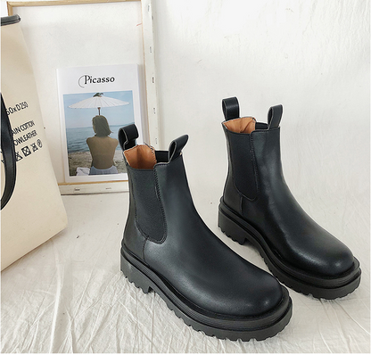 Black lug sole Chelsea boots product view