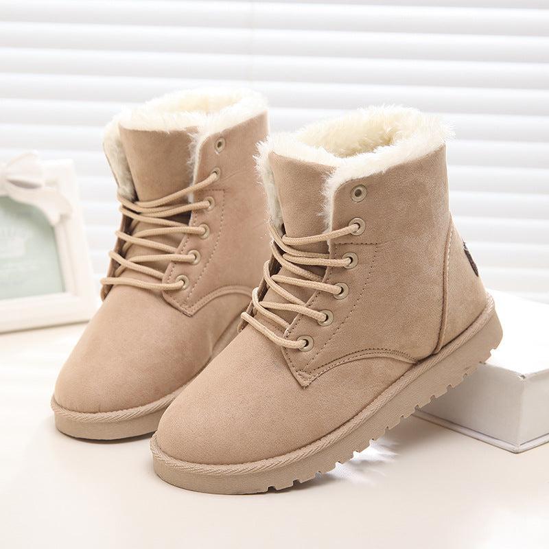 Women's Suede-Look Snow Boots - Beige