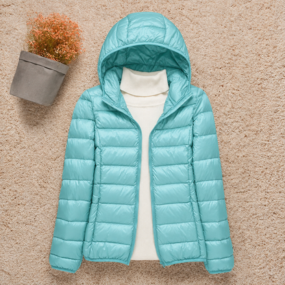 Men’s Lightweight Down Jacket – Packable Hooded Puffer with Zip Pockets