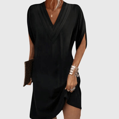 Women’s Relaxed V-Neck Mini Dress – Airy Summer Shift for Holidays and Everyday Wear
