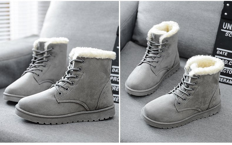 Women's Suede-Look Faux Fur Lined Snow Boots