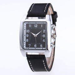 Men’s Rectangular Leather-Strap Watch – Refined Date Display Timepiece for Smart Everyday Wear