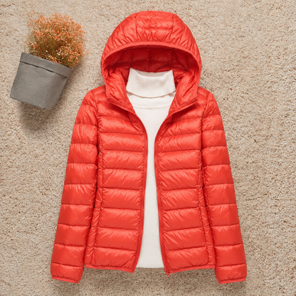 Men’s Lightweight Down Jacket – Packable Hooded Puffer with Zip Pockets