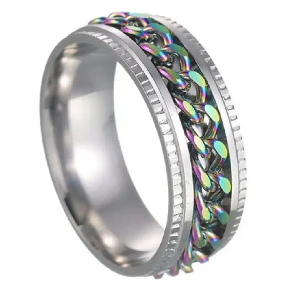Men’s Roman Numeral Spinner Ring – Textured Statement Jewellery for Everyday Wear