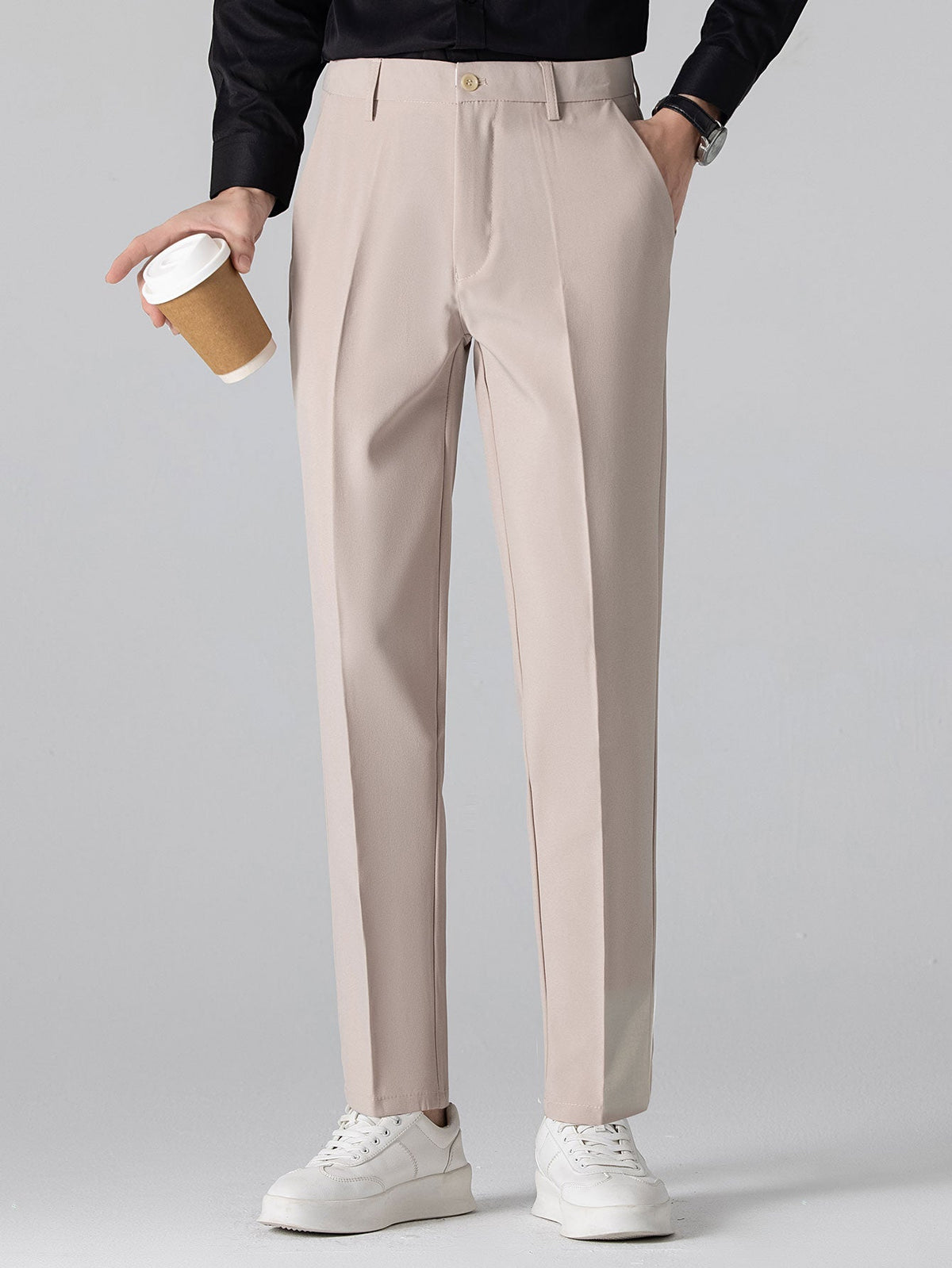 Men’s Viscose Knit Shirt and Tapered Trousers Set – Smart Casual Summer Outfit