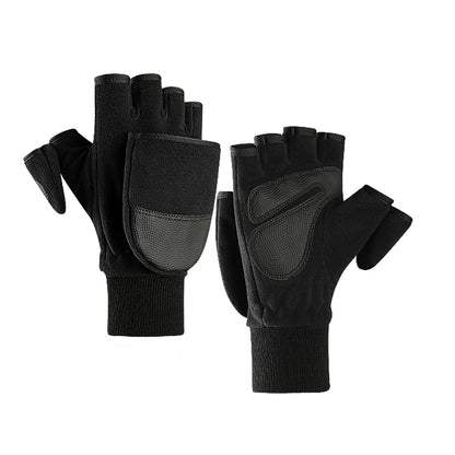 Men’s Convertible Thermal Winter Gloves – Wind-Resistant Fingerless Mittens with Grip Palms