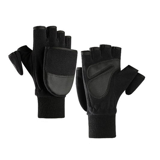 Men’s Convertible Thermal Winter Gloves – Wind-Resistant Fingerless Mittens with Grip Palms