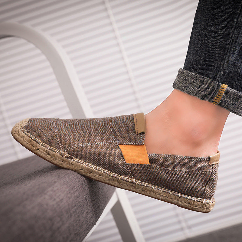 Men’s Lightweight Canvas Espadrille Loafers – Slip-On Summer Shoes with Woven Rope Sole and Elastic Inserts