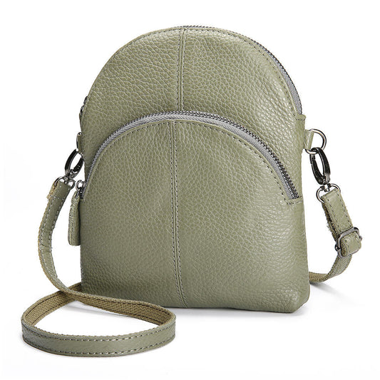 Women’s Genuine Leather Phone Crossbody Bag – Compact Multi-Pocket Purse with Adjustable Shoulder Strap