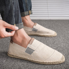 Men’s Lightweight Canvas Espadrille Loafers – Slip-On Summer Shoes with Woven Rope Sole and Elastic Inserts