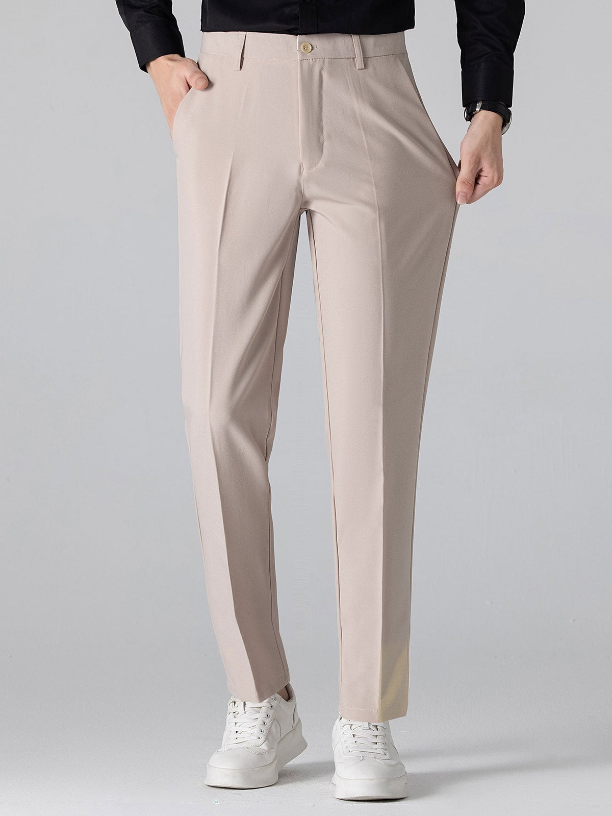 Men’s Viscose Textured Knit Shirt and Stretch Tapered Trousers – Smart Casual Summer Set