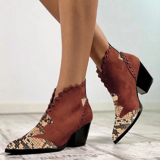 Women's Heeled Studded Chunky Chelsea Boots