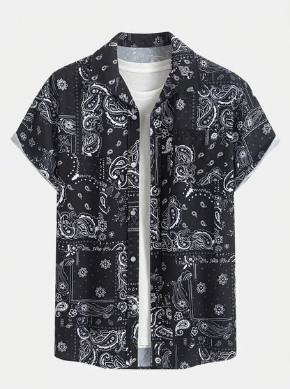 Men’s Printed Resort Shirt and Swim Shorts Set – Stretch Summer Beachwear