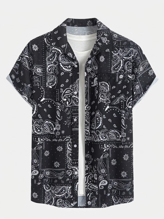 Men’s Printed Resort Shirt and Swim Shorts Set – Stretch Summer Beachwear