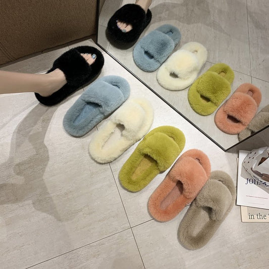 Women's Faux Fur Lined Platform Clog Slippers - Beige (US 4-11)