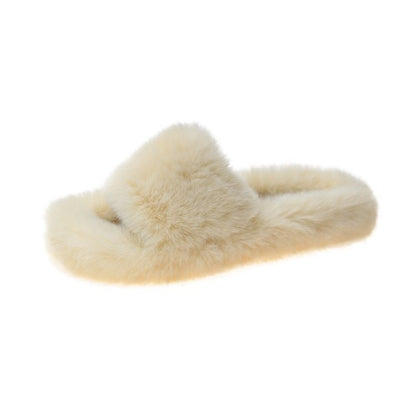 Women's Faux Fur Lined Platform Clog Slippers - Beige (US 4-11)