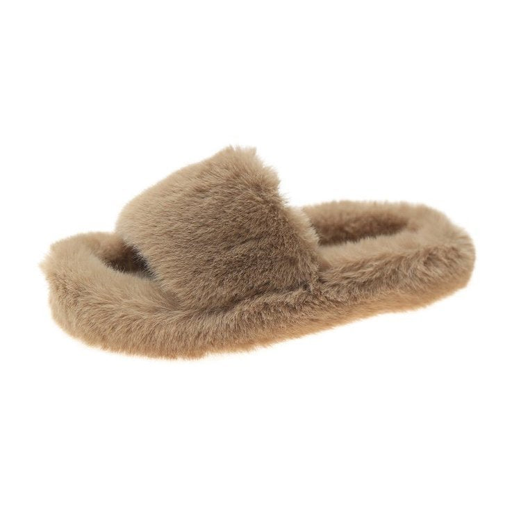 Women's Faux Fur Lined Platform Clog Slippers - Beige (US 4-11)