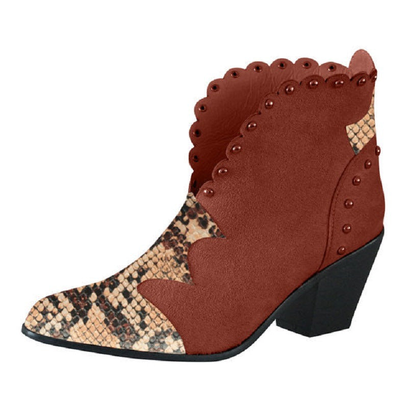 Women's Heeled Studded Chunky Chelsea Boots