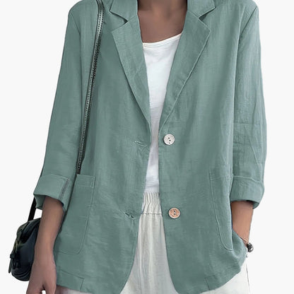 Women’s Relaxed Blazer – Two-Button Front with Roll-Up Sleeves