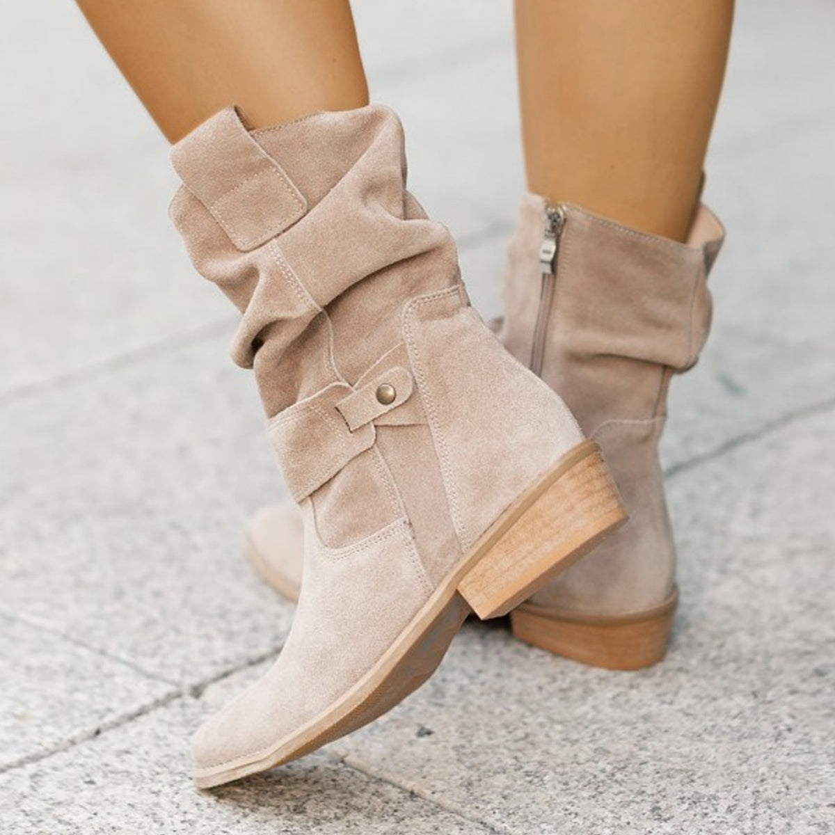 Women's Suede-Look Side Zip Knee-High Boots