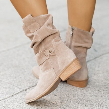 Women's Suede-Look Side Zip Knee-High Boots