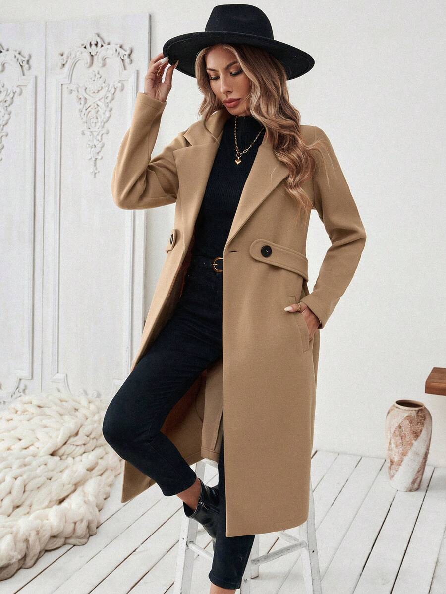 Women’s Classic Coat – Notch Lapel with Flap Pockets