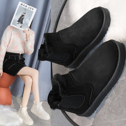 Women's Faux Fur Lined Heeled Snow Boots - Black (US 4-11)